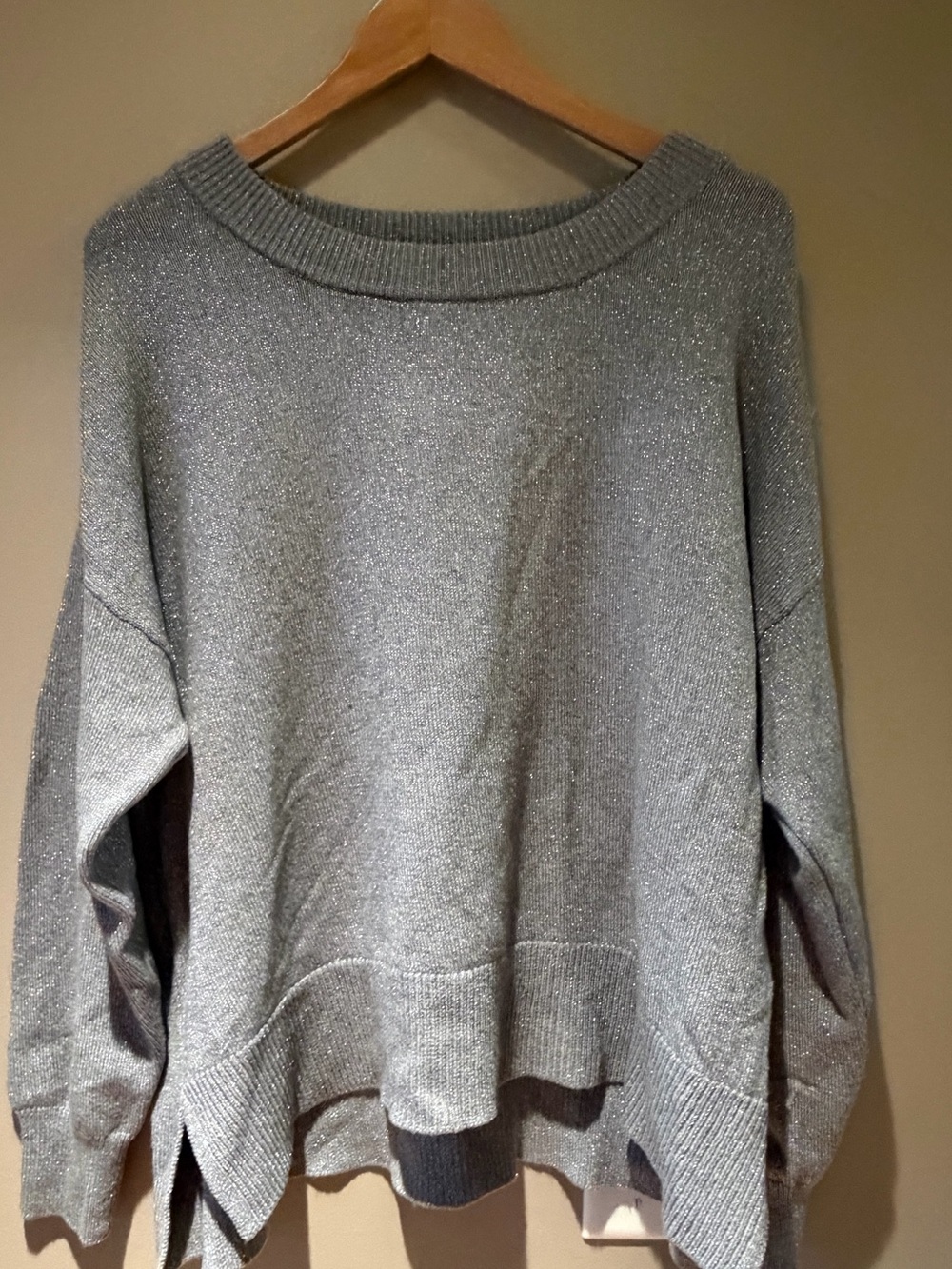 New York & Company Silver Metallic Crewneck Sweater XL NWT